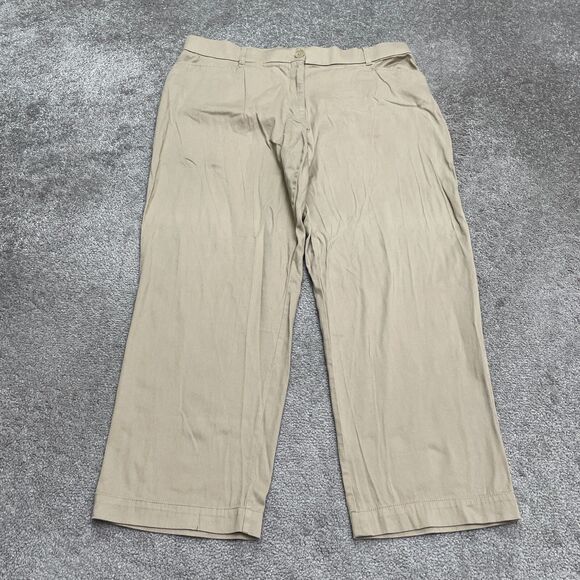 George Straight Leg Khaki Pants Womens 18WP Beige Cotton Stretch Casual 38x28 - Picture 1 of 10